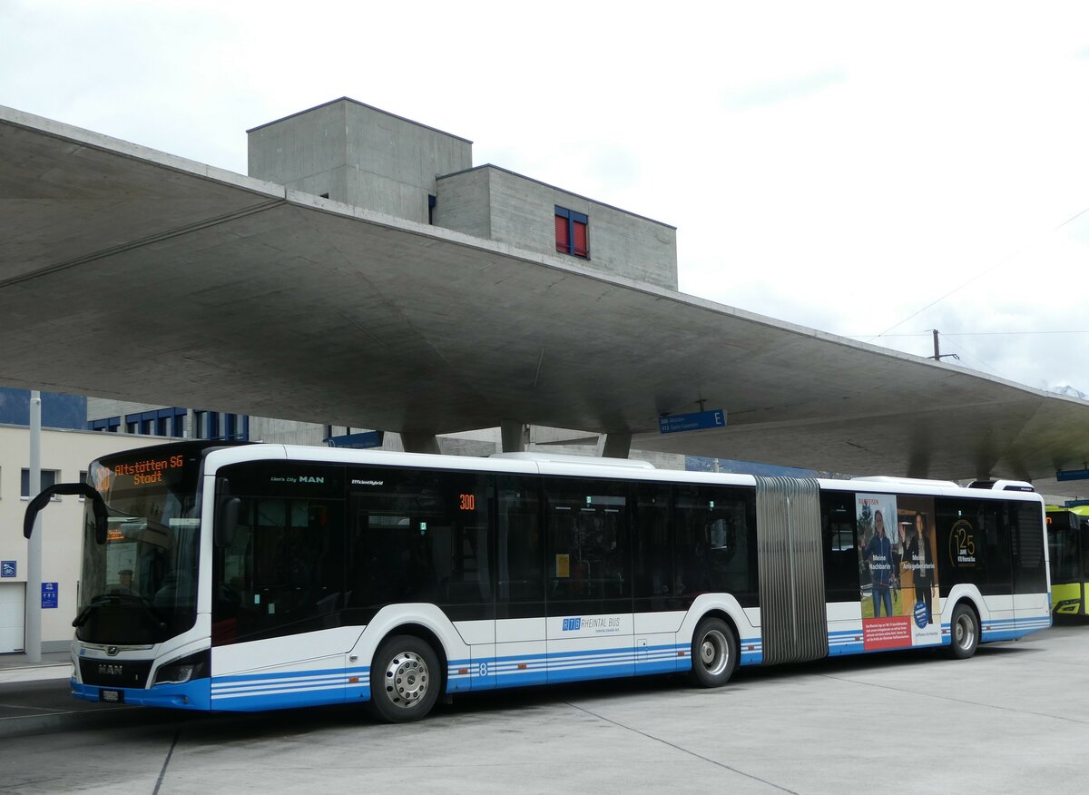 (248'464) - RTB Altst�tten - Nr. 8/SG 231'054 - MAN am 13. April 2023 beim Bahnhof Buchs