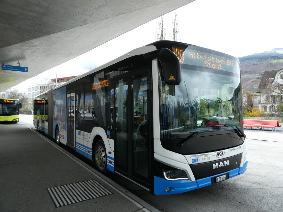 (248'466) - RTB Altst�tten - Nr. 8/SG 231'054 - MAN am 13. April 2023 beim Bahnhof Buchs