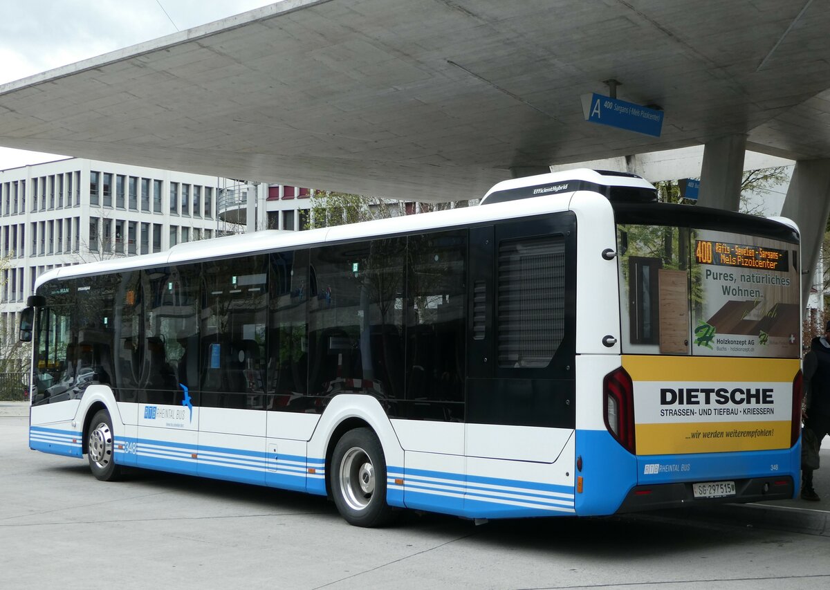 (248'474) - RTB Altst�tten - Nr. 348/SG 297'515 - MAN (ex BSW Sargans Nr. 348) am 13. April 2023 beim Bahnhof Buchs