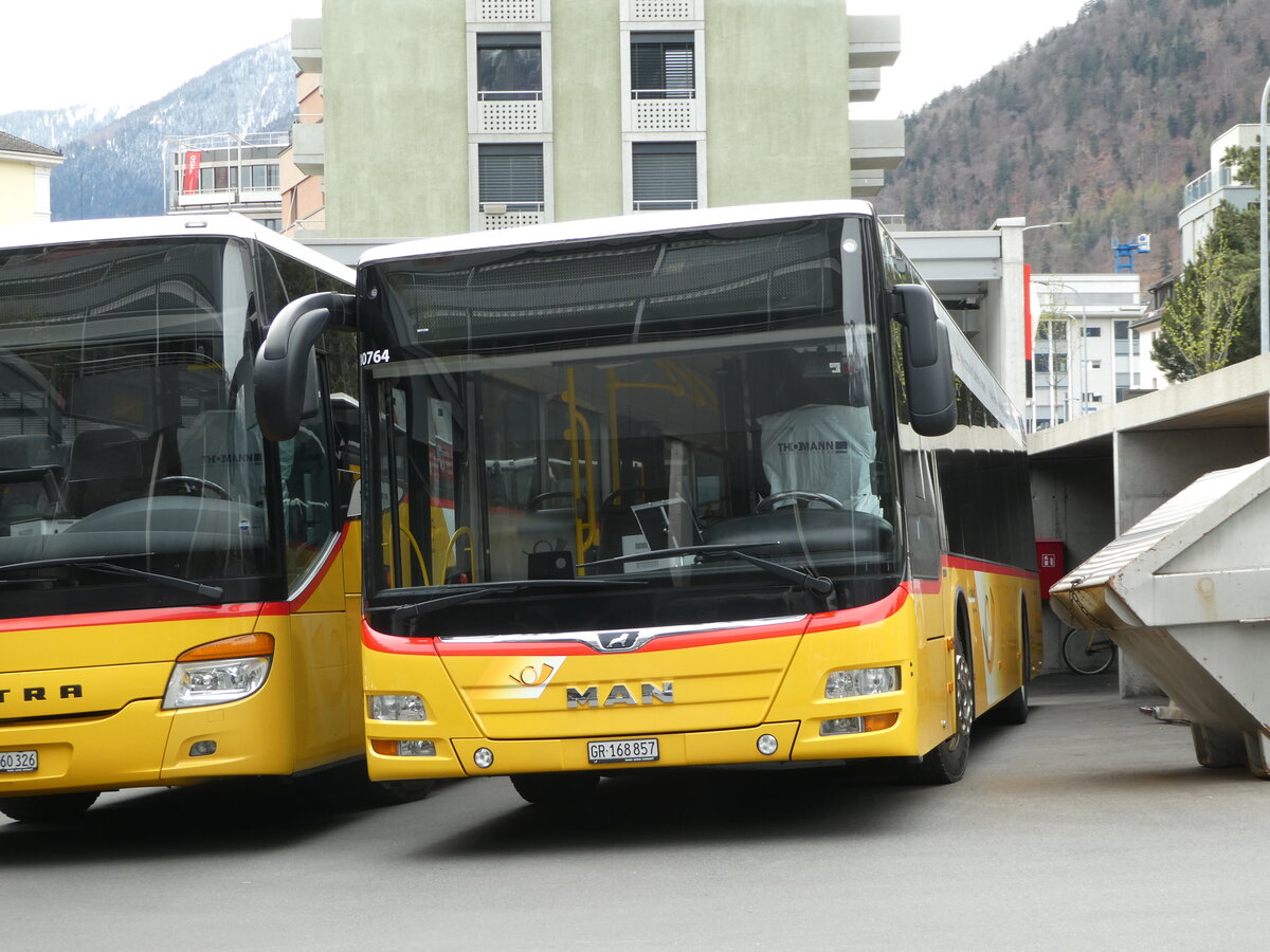 (248'555) - PostAuto Graub�nden - GR 168'857/PID 10'764 - MAN am 15. April 2023 in Chur, Garage