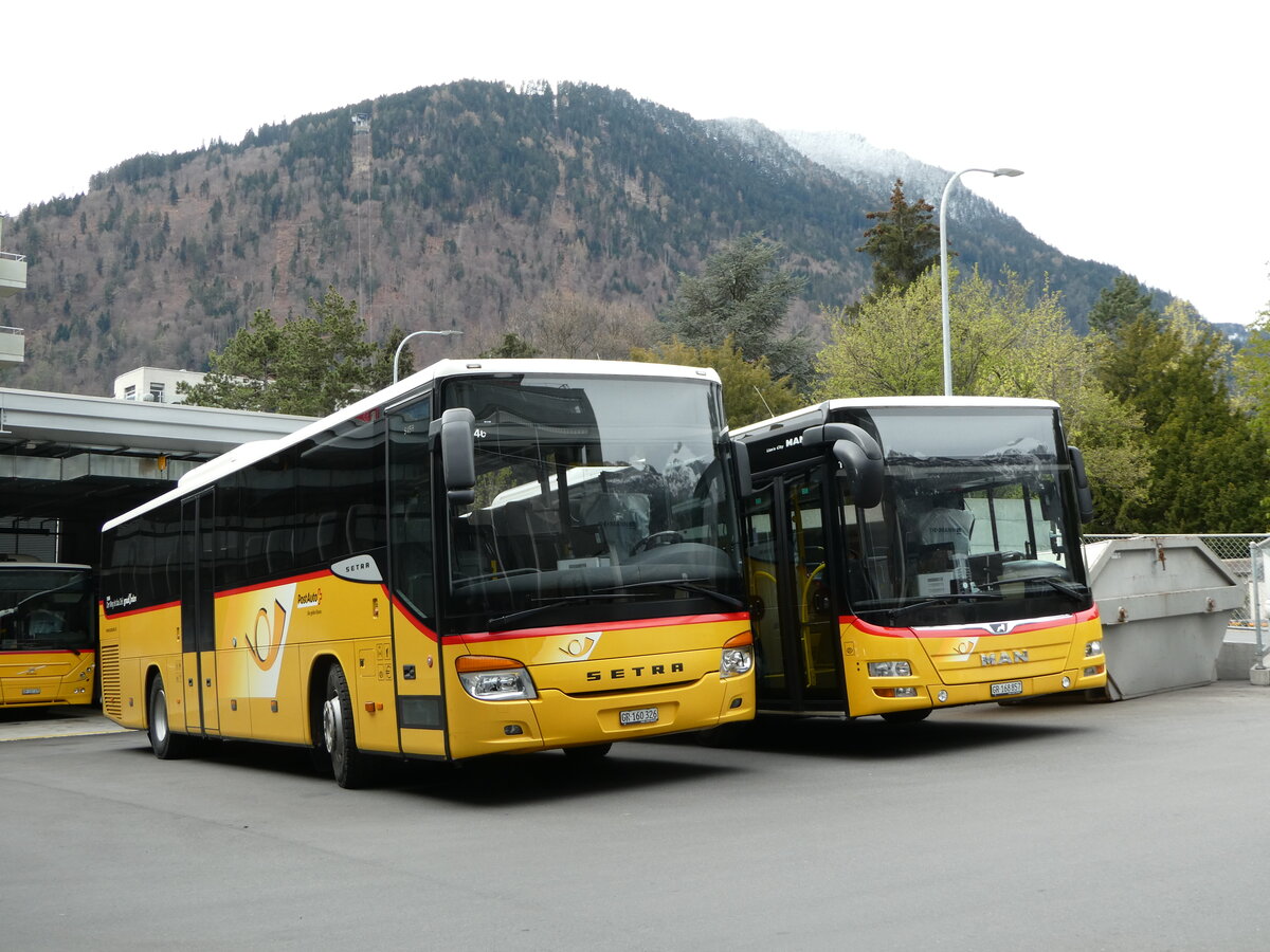 (248'556) - PostAuto Graub�nden - GR 160'326/PID 10'046 - Setra (ex AutoPostale Ticino) am 15. April 2023 in Chur, Garage