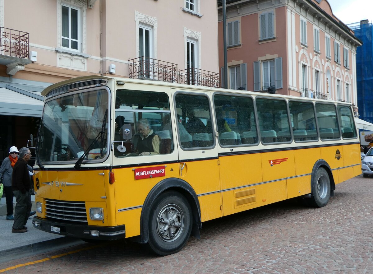 (248'683) - Wittwer, Chur - GR 16'004 - FBW/Gangloff (ex Eggenberger, M�riken; ex AVG Grindelwald Nr. 11; ex P 24'170) am 16. April 2023 beim Bahnhof Bellinzona