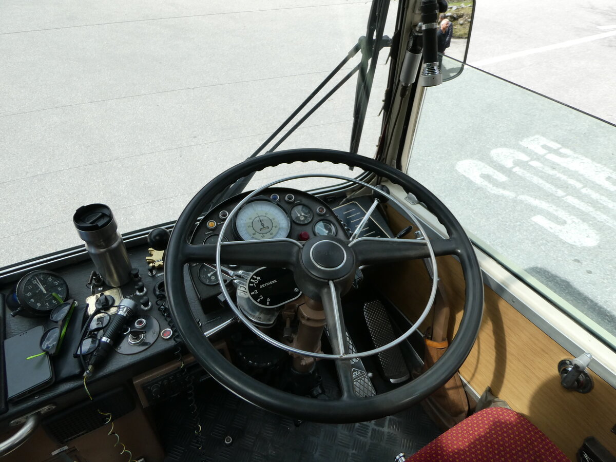 (248'699) - Wittwer, Chur - GR 16'004 - FBW/Gangloff (ex Eggenberger, M�riken; ex AVG Grindelwald Nr. 11; ex P 24'170) am 16. April 2023 in Sonogno (Detailaufnahme)