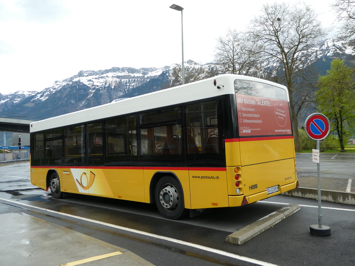 (249'168) - PostAuto Ostschweiz - SG 412'681/PID 10'149 - Hess Personenanh�nger am 28. April 2023 beim Bahnhof Interlaken Ost