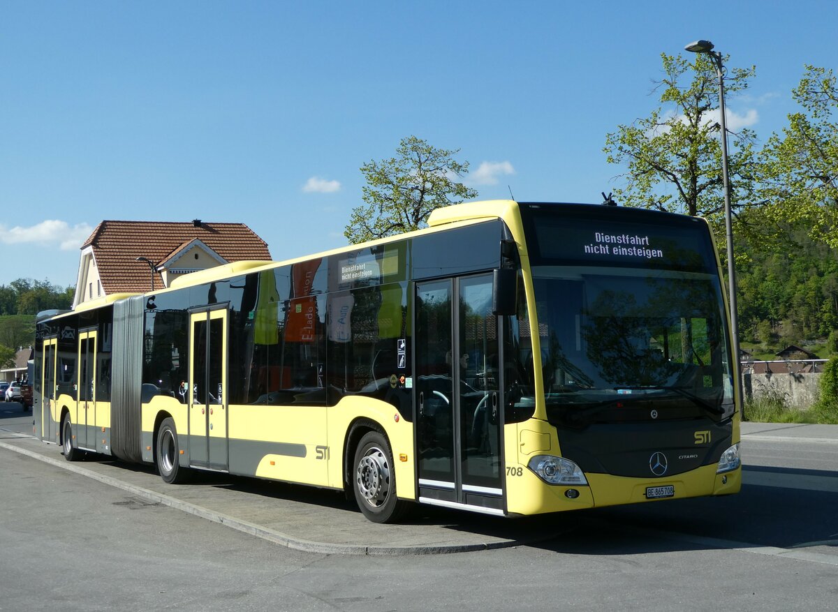 (249'493) - STI Thun - Nr. 708/BE 865'708 - Mercedes am 3. Mai 2023 beim Bahnhof Spiez