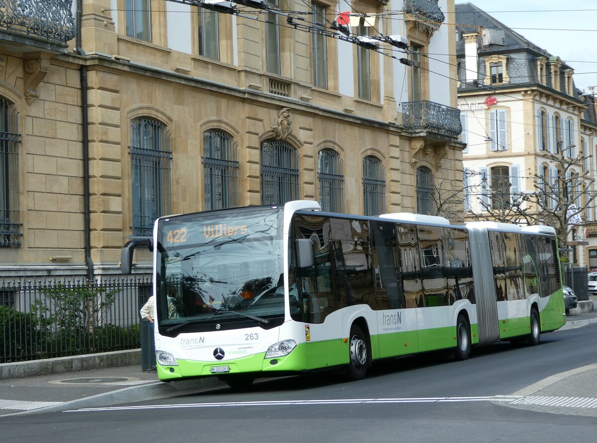 (249'580) - transN, La Chaux-de-Fonds - Nr. 263/NE 223'263 - Mercedes am 5. Mai 2023 in Neuch�tel, Place Pury