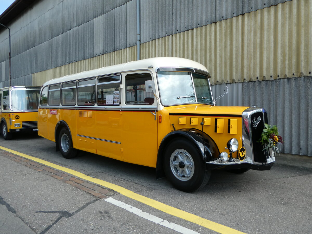 (249'710) - Bl�chlinger, Endingen - AG 69'937 - Saurer/T�scher (ex Dubach, Walde; ex Spescha, Andiast) am 6. Mai 2023 in Attikon, Wegm�ller