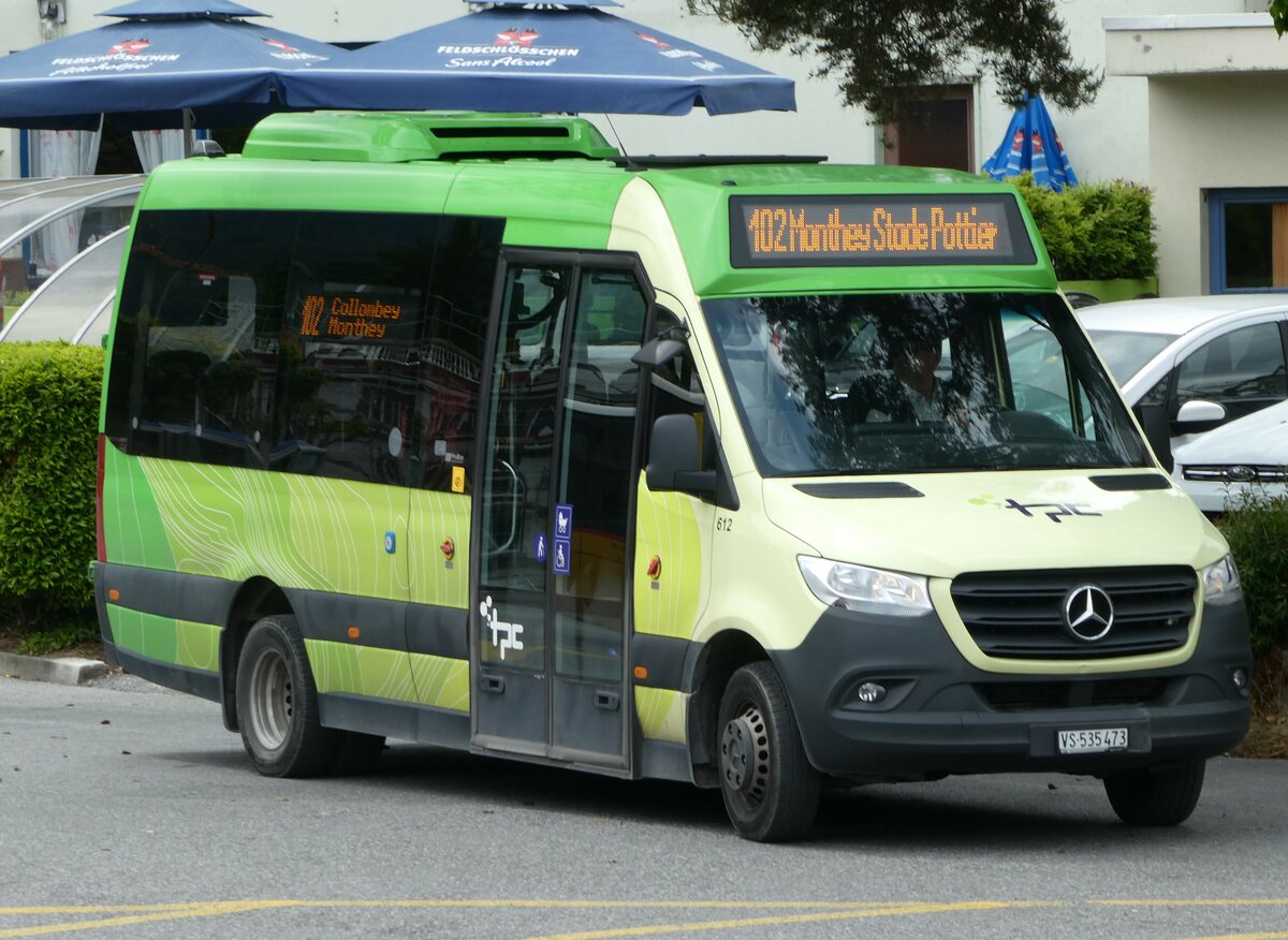 (249'985) - TPC Aigle - Nr. 612/VS 535'473 - Mercedes/ProBus am 13. Mai 2023 beim Bahnhof Monthey CFF