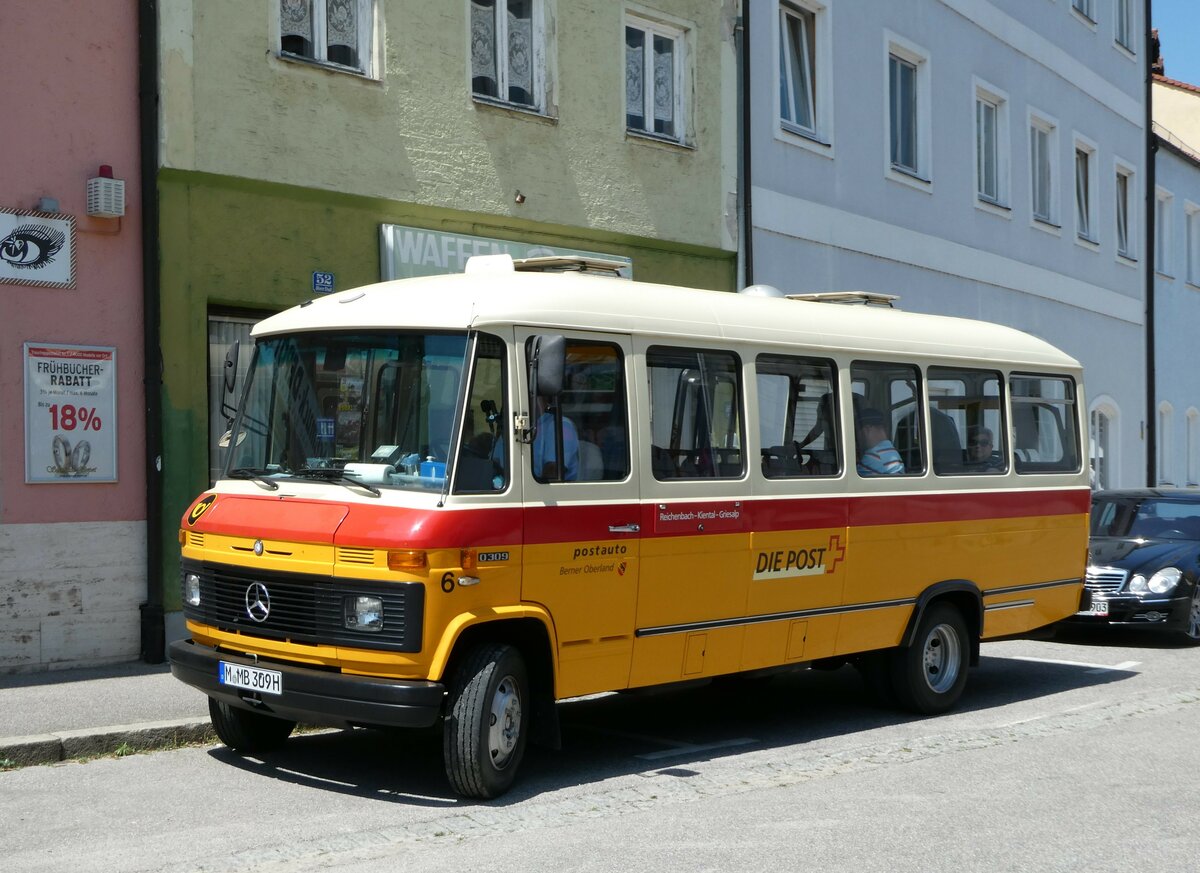 (250'993) - Hahn, M�nchen - Nr. 6/M-MB 309H - Mercedes (ex M�ller, CH-Ennetmoos Nr. 6; ex Portenier, CH-Adelboden Nr. 6/PID 492; ex Geiger, CH-Adelboden Nr. 6) am 4. Juni 2023 in Dingolfing, Industriemuseum