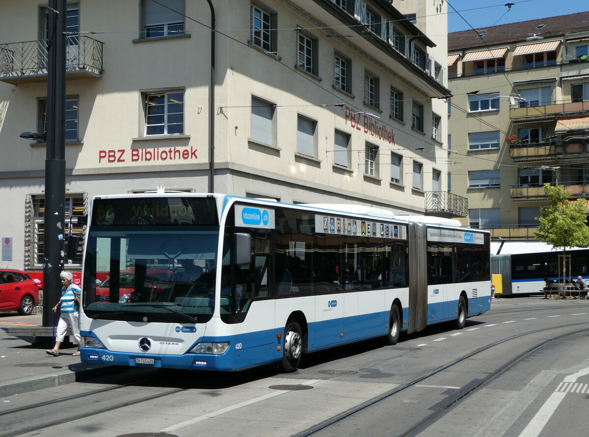 (251'470) - VBZ Z�rich - Nr. 420/ZH 745'420 - Mercedes am 13. Juni 2023 beim Bahnhof Z�rich Oerlikon