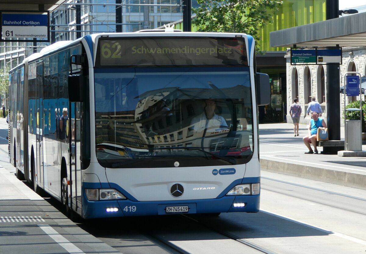 (251'474) - VBZ Z�rich - Nr. 419/ZH 745'419 - Mercedes am 13. Juni 2023 beim Bahnhof Z�rich Oerlikon