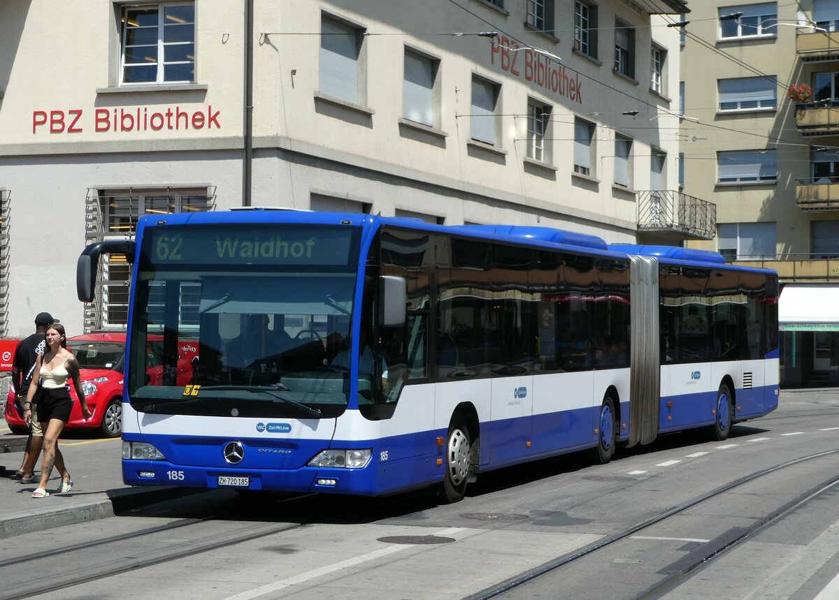 (251'475) - VBZ Z�rich - Nr. 185/ZH 720'185 - Mercedes (ex VZO Gr�ningen Nr. 102) am 13. Juni 2023 beim Bahnhof Z�rich Oerlikon