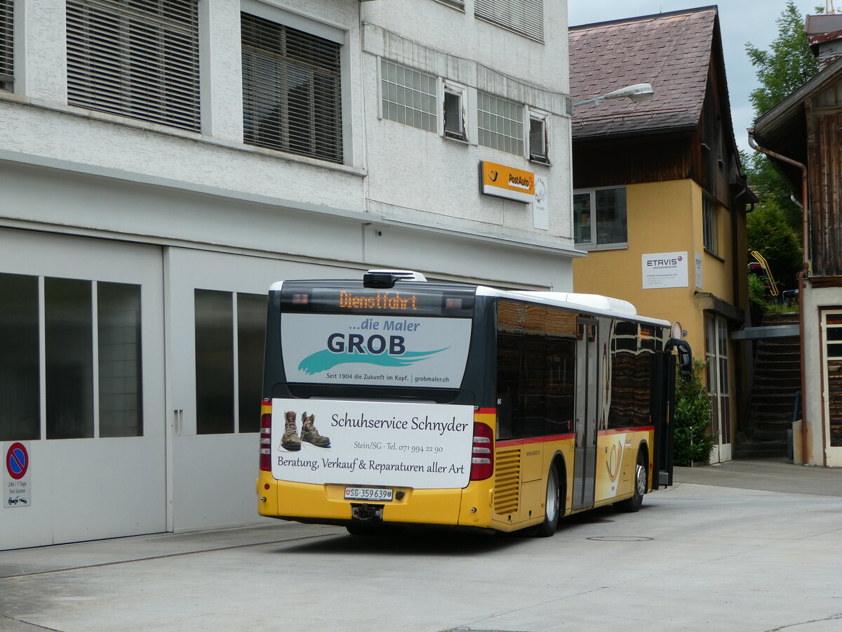 (252'363) - PostAuto Ostschweiz - SG 359'639/PID 4945 - Mercedes (ex Abderhalden, Wildhaus) am 4. Juli 2023 in Urn�sch, Garage