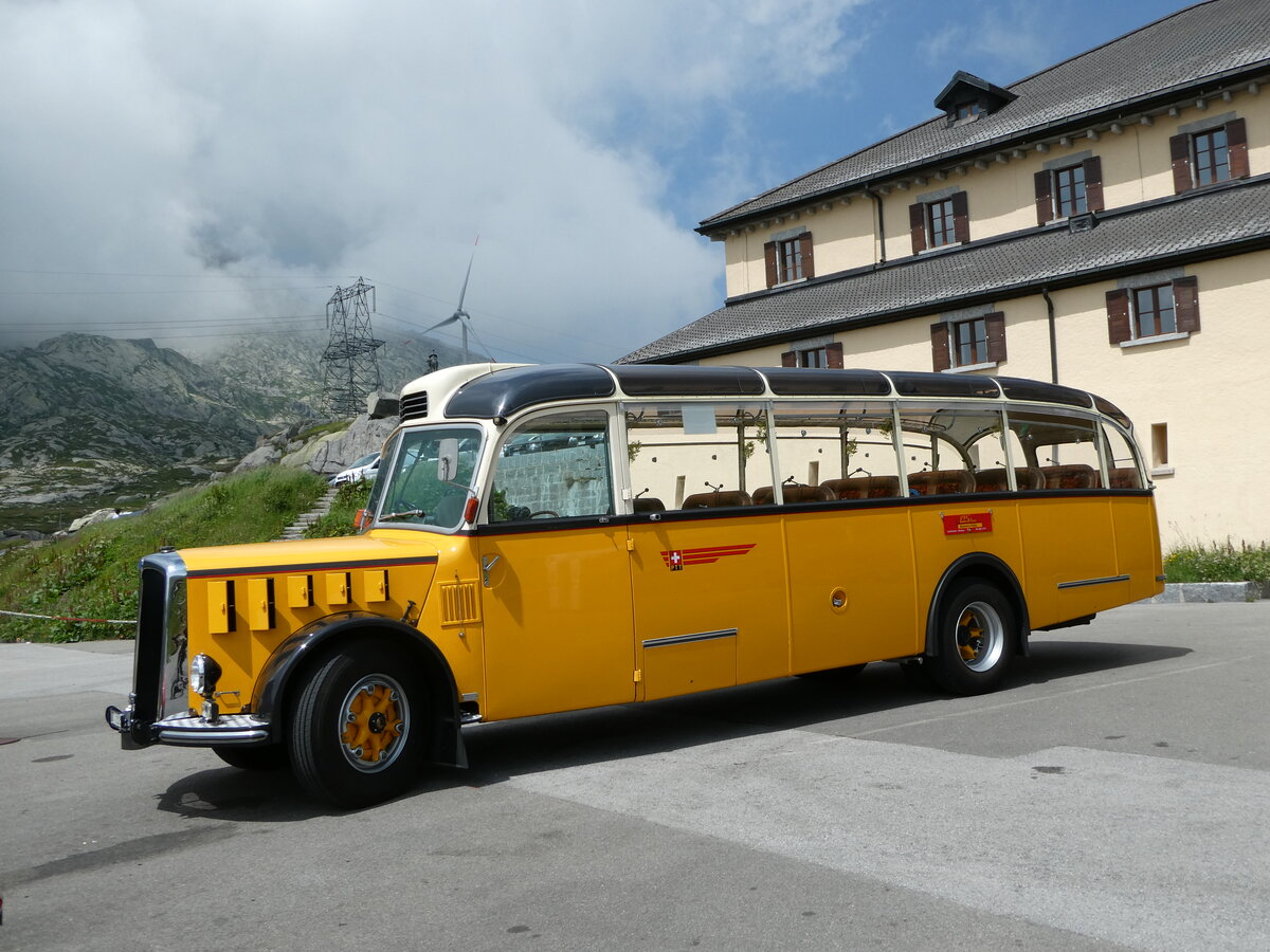 (252'883) - Barenco, Faido - TI 1393 - Saurer/R&J (ex Oldie-Reisen, Matzingen; ex M+79'506; ex P 23'139; ex P 2206) am 23. Juli 2023 in Gotthard, Passh�he