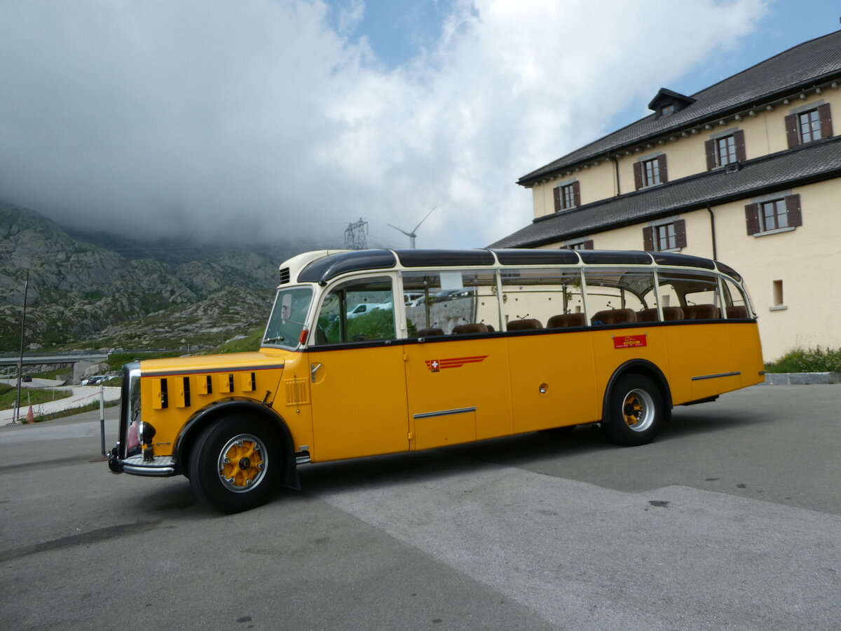 (252'886) - Barenco, Faido - TI 1393 - Saurer/R&J (ex Oldie-Reisen, Matzingen; ex M+79'506; ex P 23'139; ex P 2206) am 23. Juli 2023 in Gotthard, Passh�he