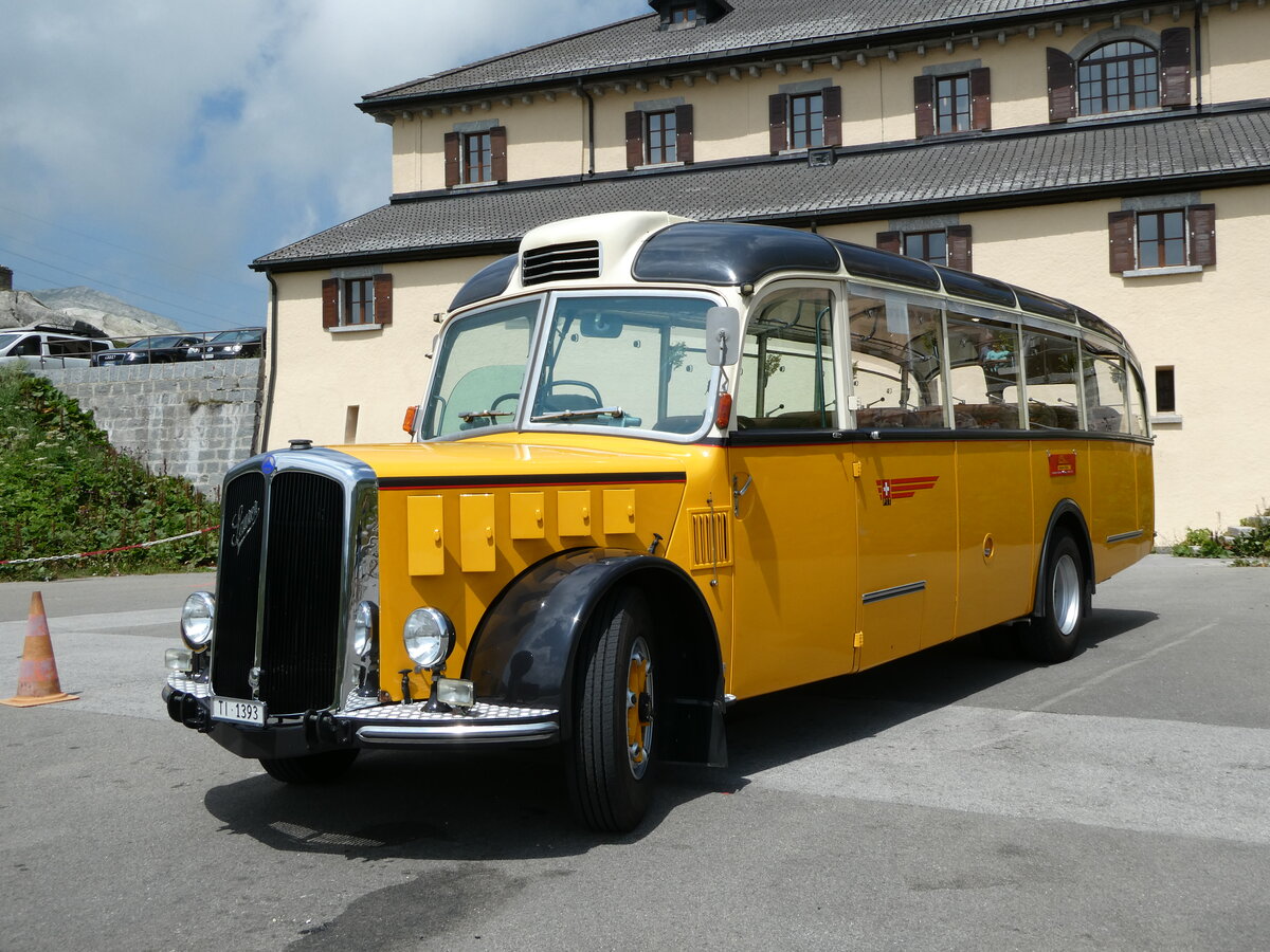 (252'889) - Barenco, Faido - TI 1393 - Saurer/R&J (ex Oldie-Reisen, Matzingen; ex M+79'506; ex P 23'139; ex P 2206) am 23. Juli 2023 in Gotthard, Passh�he