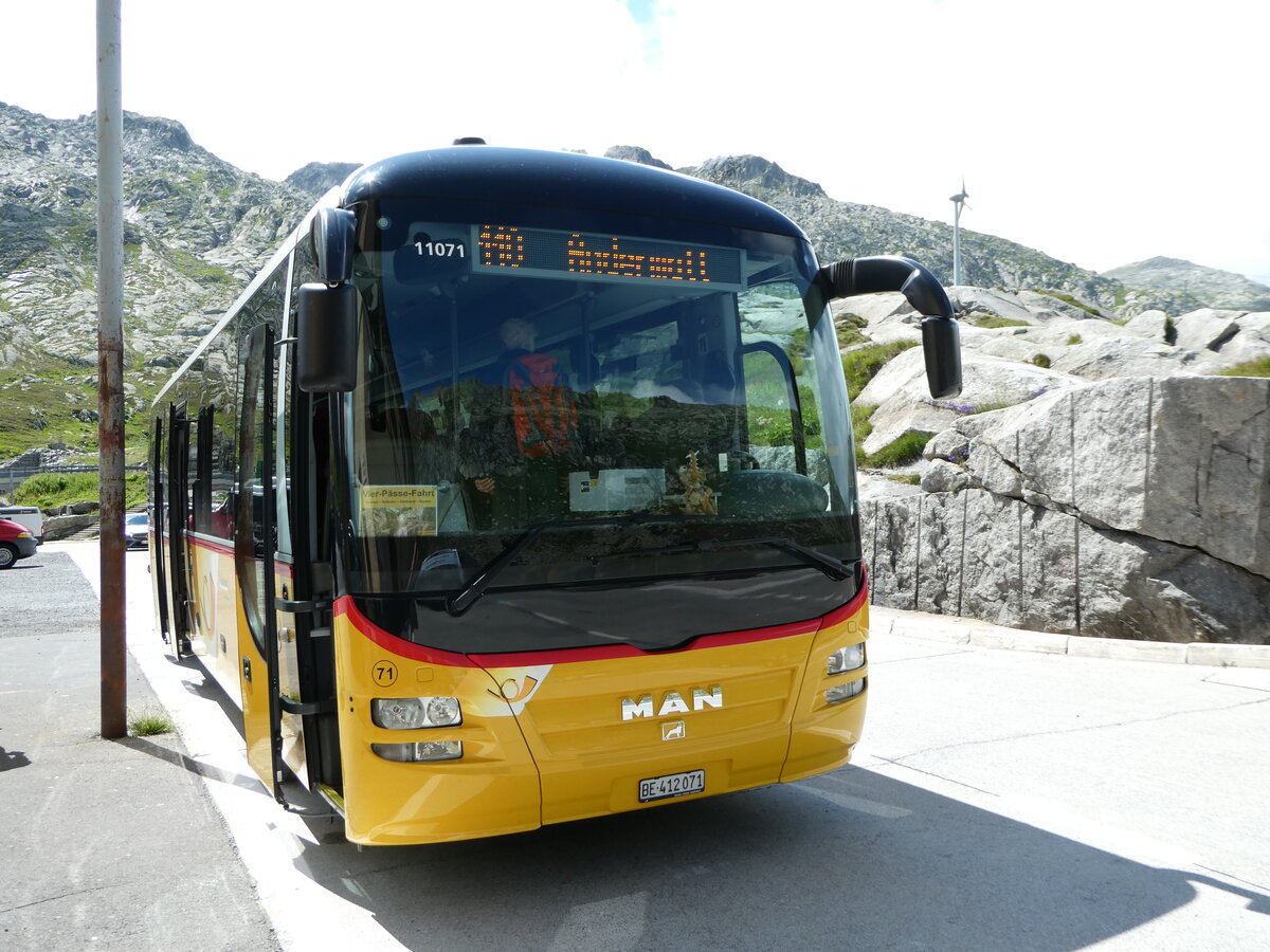 (253'031) - PostAuto Bern - Nr. 71/BE 412'071/PID 11'071 - MAN (ex PostAuto Zentralschweiz Nr. 20; ex Dillier, Sarnen Nr. 20) am 25. Juli 2023 in Gotthard, Passh�he