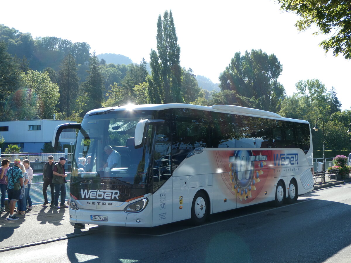 (253'581) - Aus Deutschland. Weber, Achern - OG-CW 920 - Setra am 10. August 2023 bei der Schiffl�ndte Thun