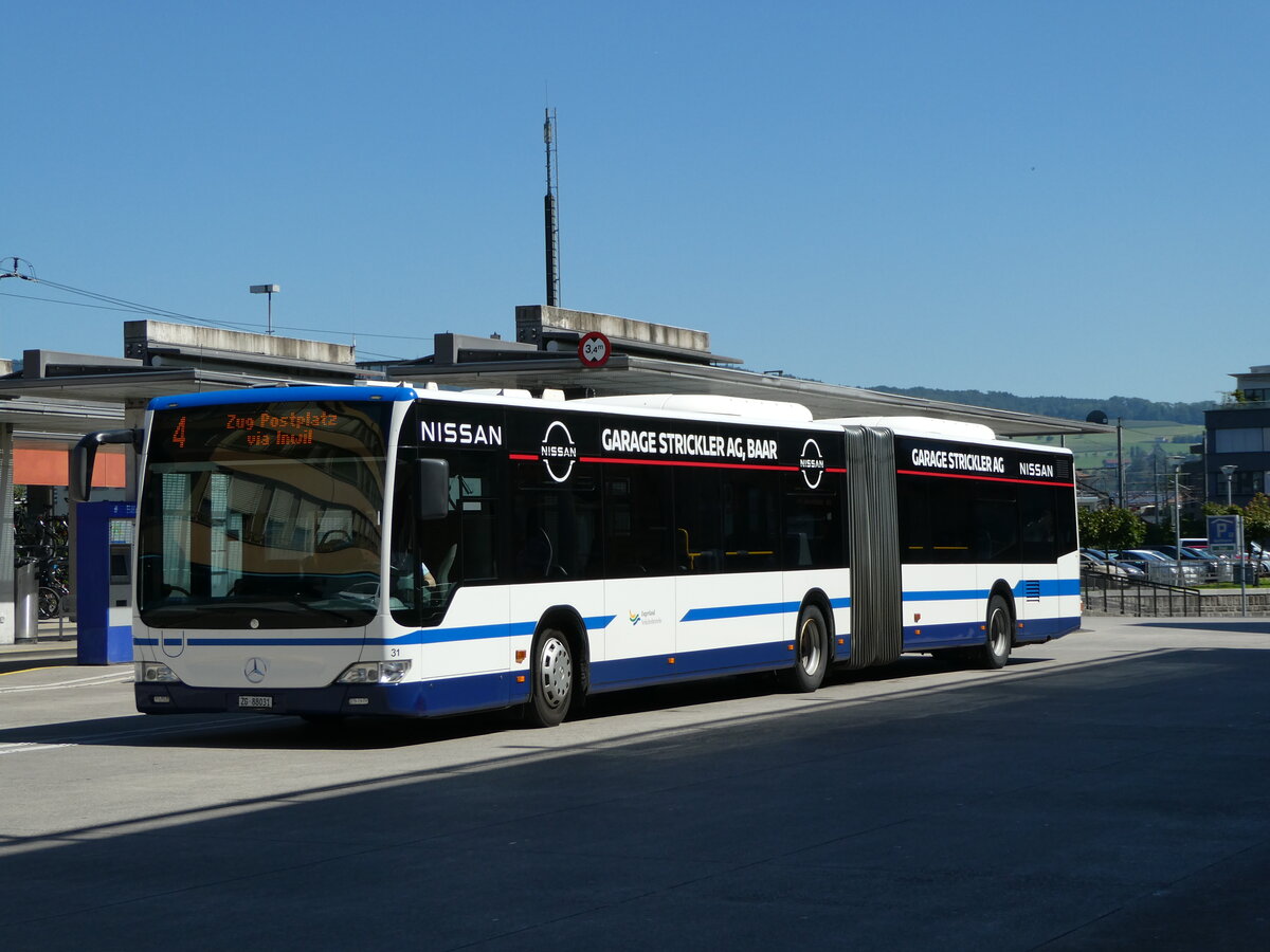 (253'607) - ZVB Zug - Nr. 31/ZG 88'031 - Mercedes am 11. August 2023 beim Bahnhof Baar