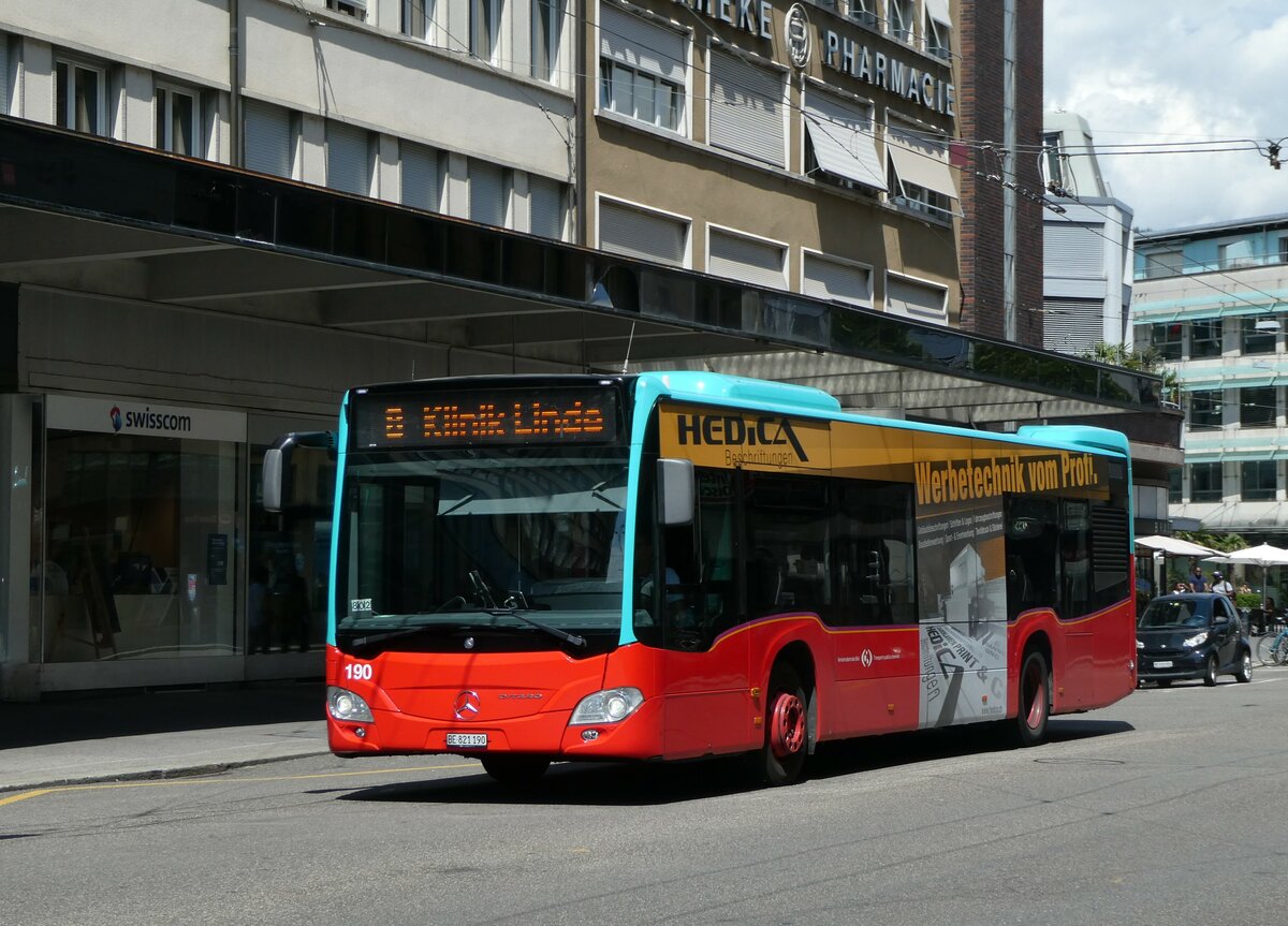 (253'714) - VB Biel - Nr. 190/BE 821'190 - Mercedes am 12. August 2023 beim Bahnhof Biel