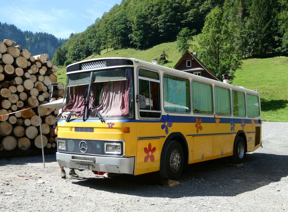 (253'938) - Schoch, Solothurn - SO 157'658 - Mercedes/T�scher (ex Reinhart, Selzach; ex Gessinger, Bad Ragaz) am 19. August 2023 in Hoch-Ybrig, Talstation Weglosen