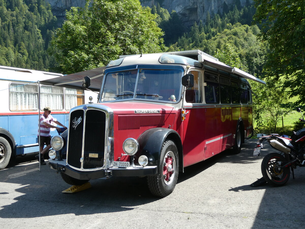 (253'946) - Morger, Horgenberg - ZH 73'310 - Saurer/T�scher (ex P 23'167; ex Casper, Lenzerheide) am 19. August 2023 in Hoch-Ybrig, Talstation Weglosen