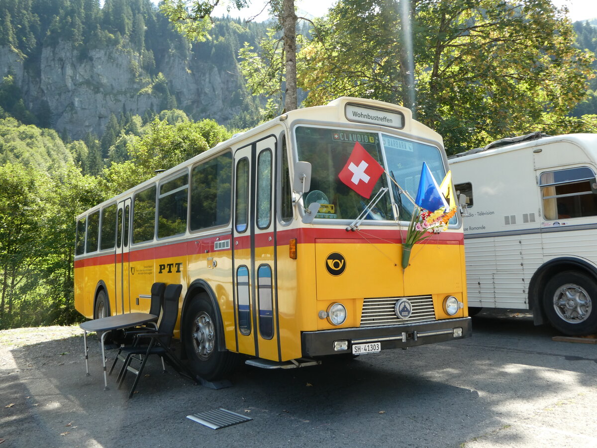 (253'963) - Simoncini, D�llikon - SH 41'303 - Saurer/T�scher (ex Lambach, Rieden; ex F�ssler, Winterthur; ex Steiger, Schlatt; ex P 24'647) am 19. August 2023 in Hoch-Ybrig, Talstation Weglosen