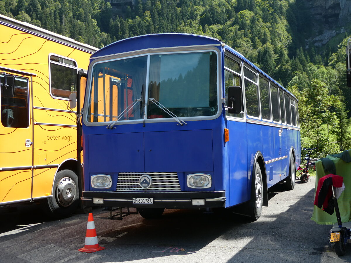 (253'965) - Ruch, Schaffhausen - SH 60'178 U - Saurer/T�scher (ex AAGU Altdorf Nr. 1; ex Sigrist, Fl�elen) am 19. August 2023 in Hoch-Ybrig, Talstation Weglosen