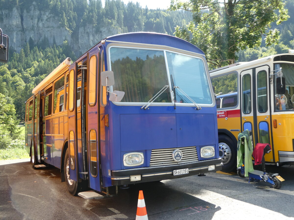 (253'966) - Ruch, Schaffhausen - SH 60'178 U - Saurer/T�scher (ex AAGU Altdorf Nr. 1; ex Sigrist, Fl�elen) am 19. August 2023 in Hoch-Ybrig, Talstation Weglosen