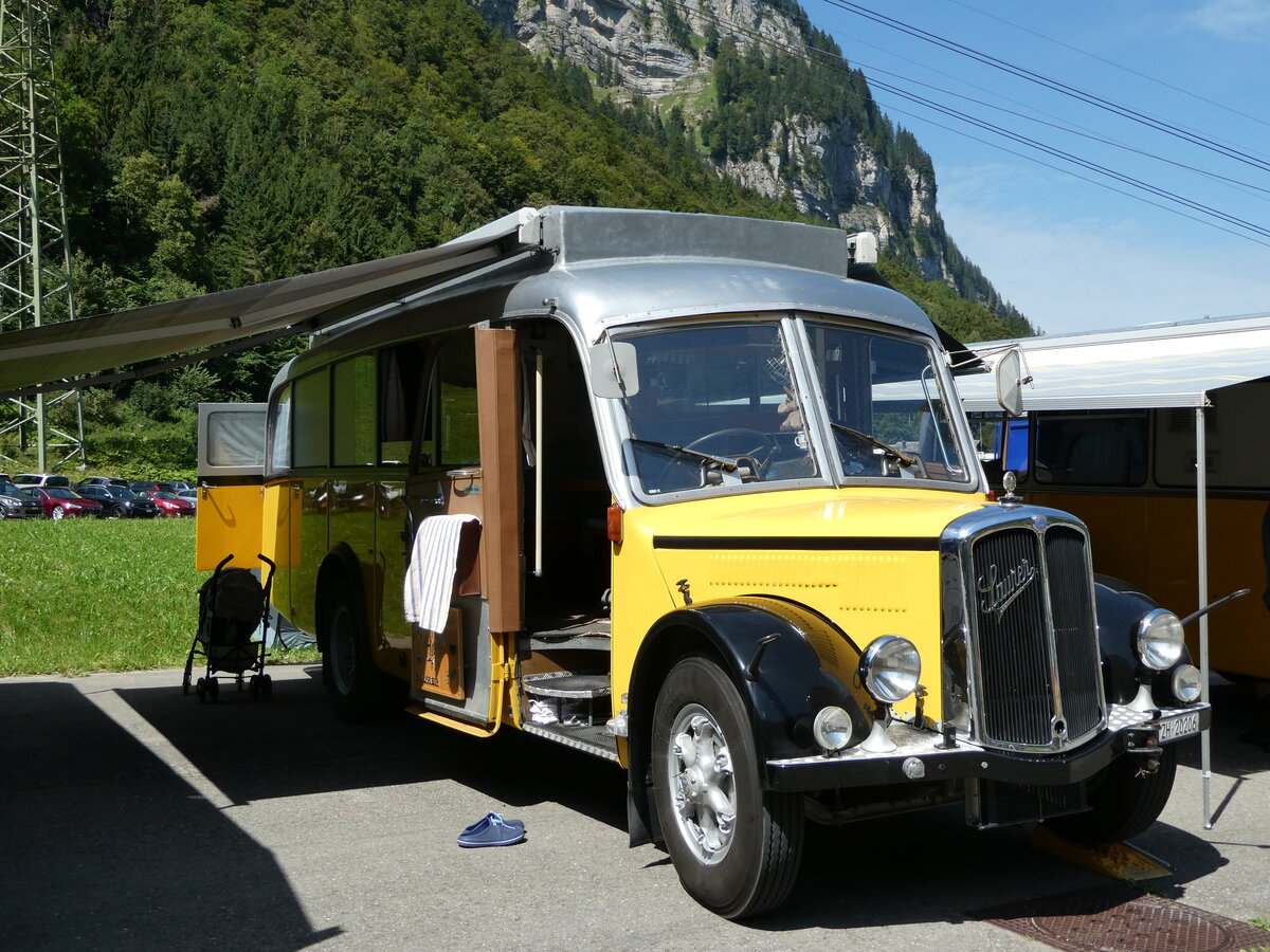 (253'984) - Langenegger A., W�denswil - ZH 20'206 - Saurer/Krapf (ex Tscharner, Thusis) am 19. August 2023 in Hoch-Ybrig, Talstation Weglosen
