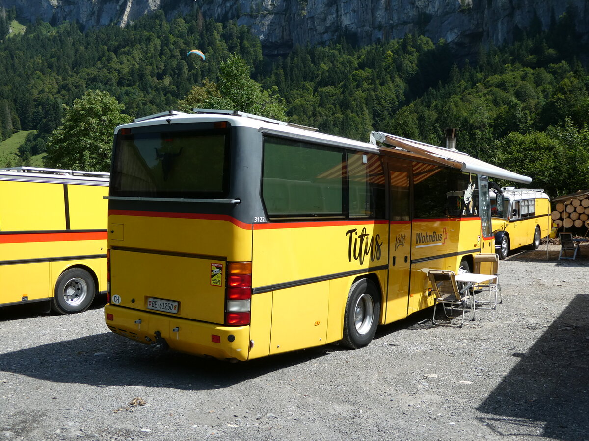 (253'997) - L�thi, Kr�iligen - Nr. 1/BE 61'250 - Neoplan (ex Autopostale, Croglio PID 3122) am 19. August 2023 in Hoch-Ybrig, Talstation Weglosen