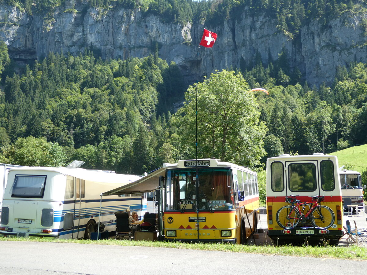 (254'008) - Toldo, Z�rich - ZH 124'701 - Saurer/R&J (ex Peter, Pfaffnau) am 19. August 2023 in Hoch-Ybrig, Talstation Weglosen