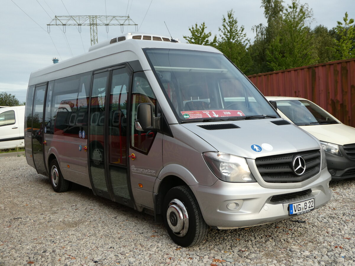 (254'395) - Unser Roter Bus, Ueckerm�nde - VG-B 22 - Mercedes am 30. August 2023 in Greifswald, City Automobile