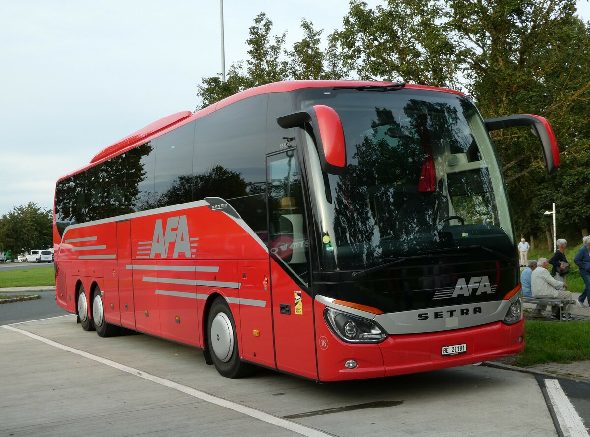 (254'747) - Aus der Schweiz: AFA Adelboden - Nr. 16/BE 21'181 - Setra am 3. September 2023 in Berg, Rastst�tte Frankenwald