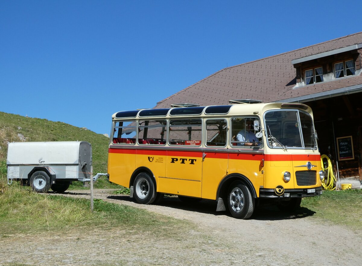 (255'074) - Schmid, Th�rishaus - Nr. 9/BE 26'105 - Saurer/R&J (ex Geiger, Adelboden Nr. 9) am 10. September 2023 auf der Bundalp