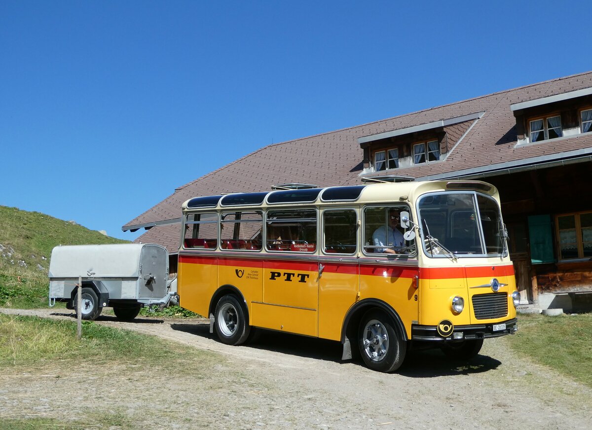 (255'075) - Schmid, Th�rishaus - Nr. 9/BE 26'105 - Saurer/R&J (ex Geiger, Adelboden Nr. 9) am 10. September 2023 auf der Bundalp