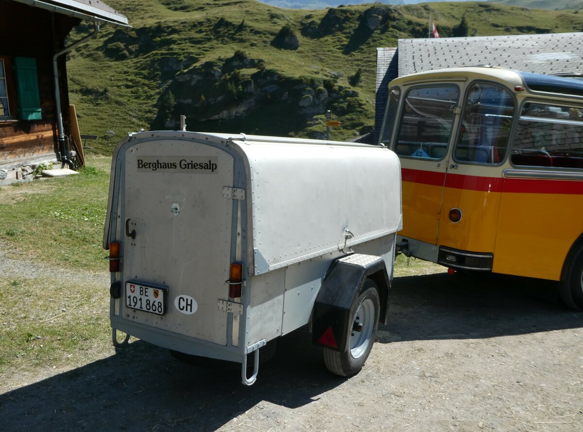 (255'078) - Schmid, Th�rishaus - BE 191'868 - Moser Gep�ckanh�nger (ex P 30'215) am 10. September 2023 auf der Bundalp