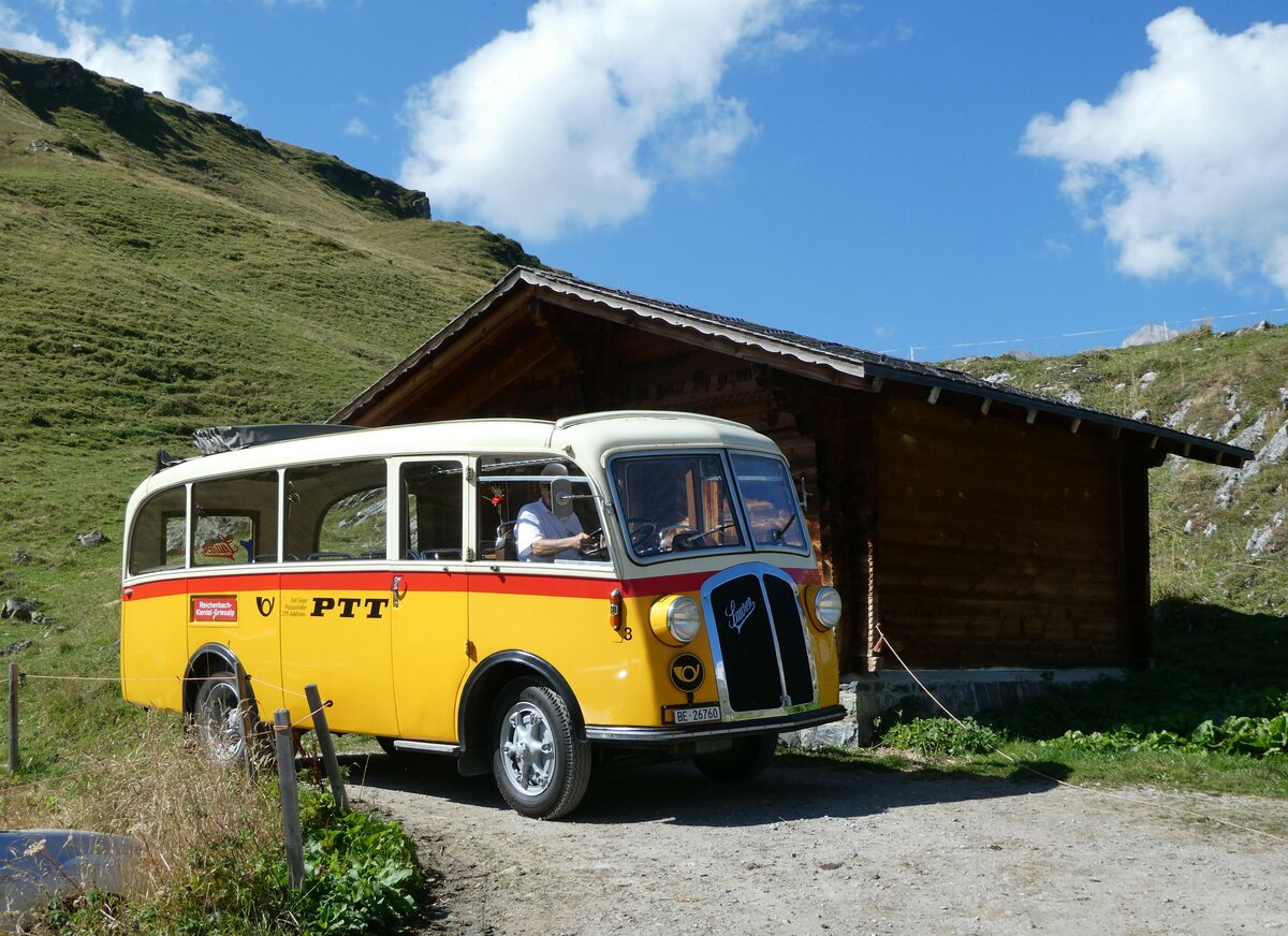 (255'079) - Schmid, Th�rishaus - Nr. 3/BE 26'760 - Saurer/Gangloff (ex Geiger, Adelboden Nr. 3) am 10. September 2023 auf der Bundalp