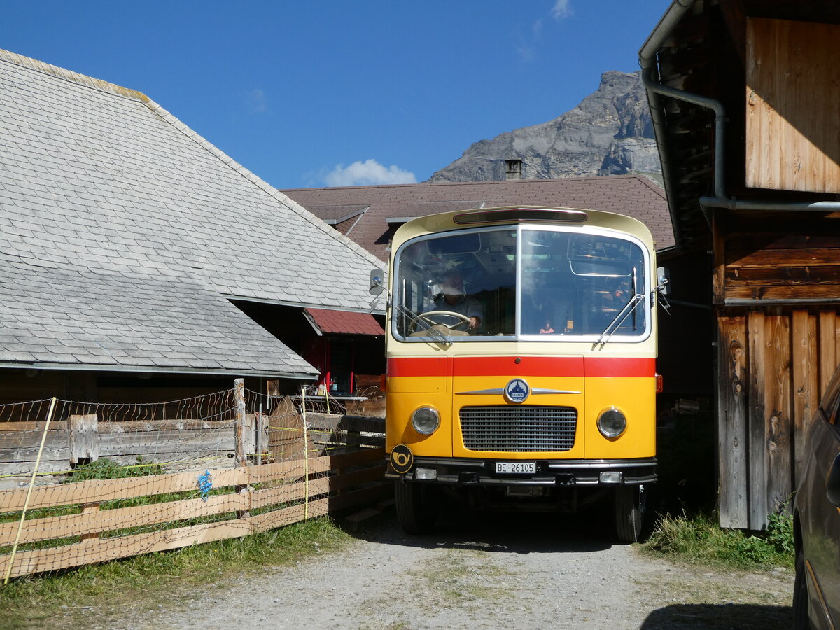 (255'088) - Schmid, Th�rishaus - Nr. 9/BE 26'105 - Saurer/R&J (ex Geiger, Adelboden Nr. 9) am 10. September 2023 auf der Bundalp