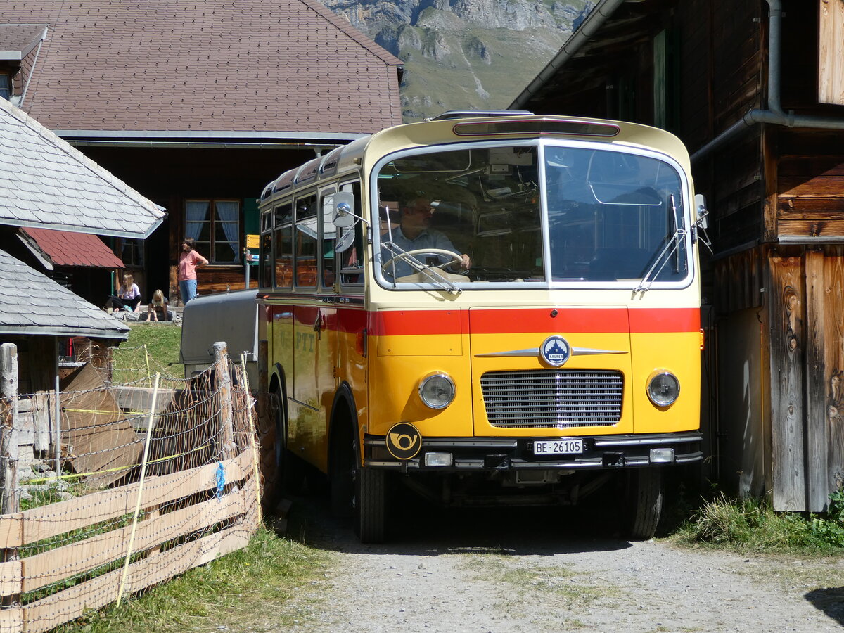 (255'089) - Schmid, Th�rishaus - Nr. 9/BE 26'105 - Saurer/R&J (ex Geiger, Adelboden Nr. 9) am 10. September 2023 auf der Bundalp