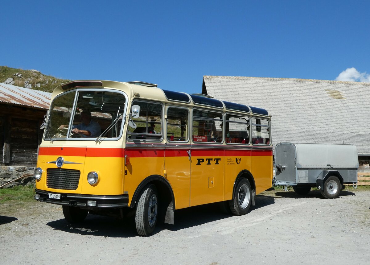 (255'092) - Schmid, Th�rishaus - Nr. 9/BE 26'105 - Saurer/R&J (ex Geiger, Adelboden Nr. 9) am 10. September 2023 auf der Bundalp
