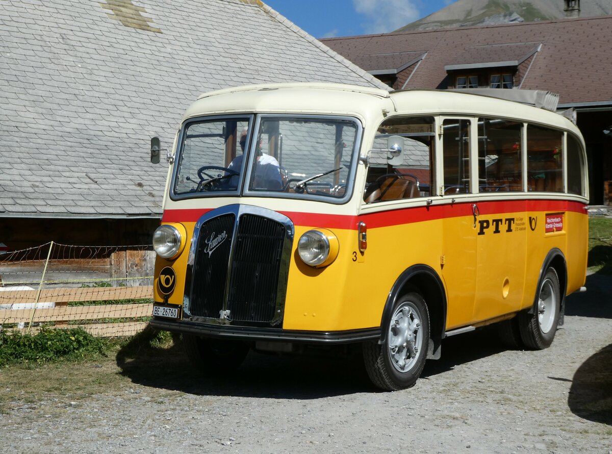 (255'096) - Schmid, Th�rishaus - Nr. 3/BE 26'760 - Saurer/Gangloff (ex Geiger, Adelboden Nr. 3) am 10. September 2023 auf der Bundalp