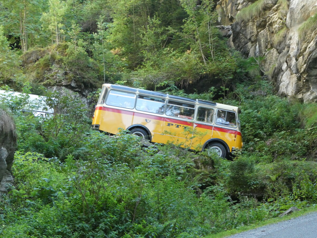 (255'114) - Schmid, Th�rishaus - Nr. 9/BE 26'105 - Saurer/R&J (ex Geiger, Adelboden Nr. 9) am 10. September 2023 in Griesalp, Griesschlucht