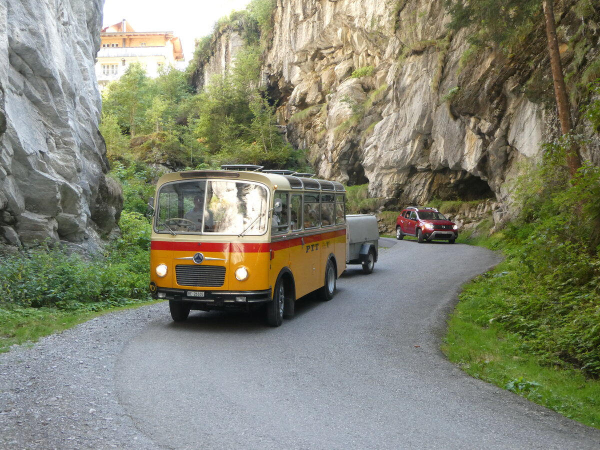 (255'118) - Schmid, Th�rishaus - Nr. 9/BE 26'105 - Saurer/R&J (ex Geiger, Adelboden Nr. 9) am 10. September 2023 in Griesalp, Griesschlucht