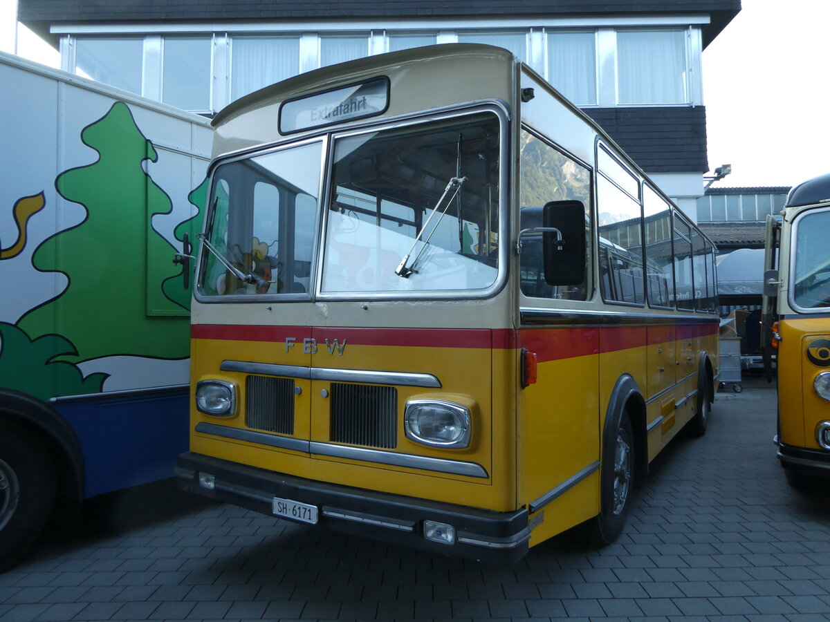 (255'896) - Sch�pfer, Hemmental - SH 6171 - FBW/FH (ex Ruch, Schaffhausen; ex Niederer, Grub; ex Baumgartner, Horn; ex Bucheli, Kriens Nr. 9; ex Bucheli, Kriens Nr. 16) am 7. Oktober 2023 in N�fels, FBW-Museum