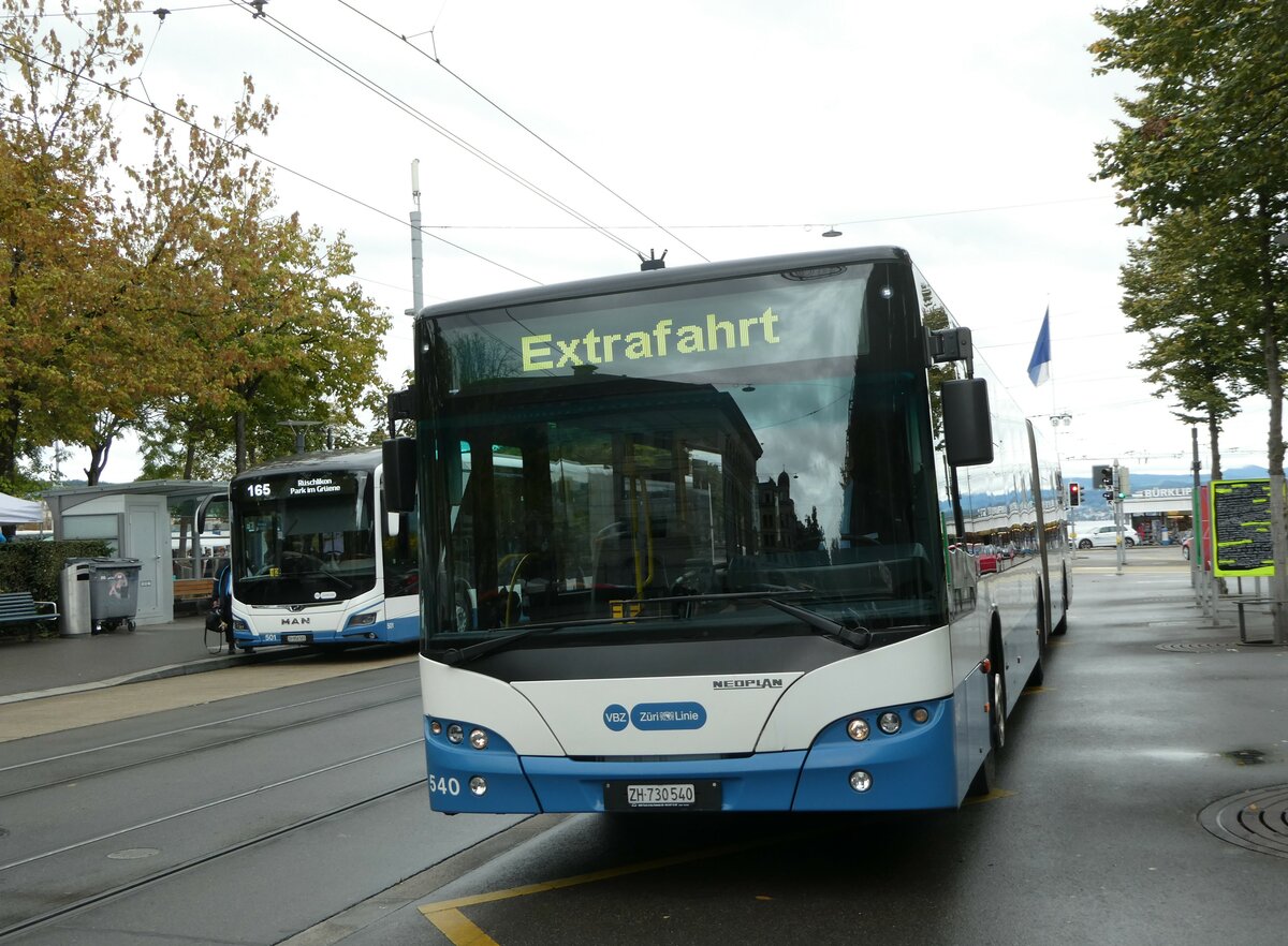 (256'249) - VBZ Z�rich - Nr. 540/ZH 730'540 - Neoplan am 21. Oktober 2023 in Z�rich, B�rkliplatz