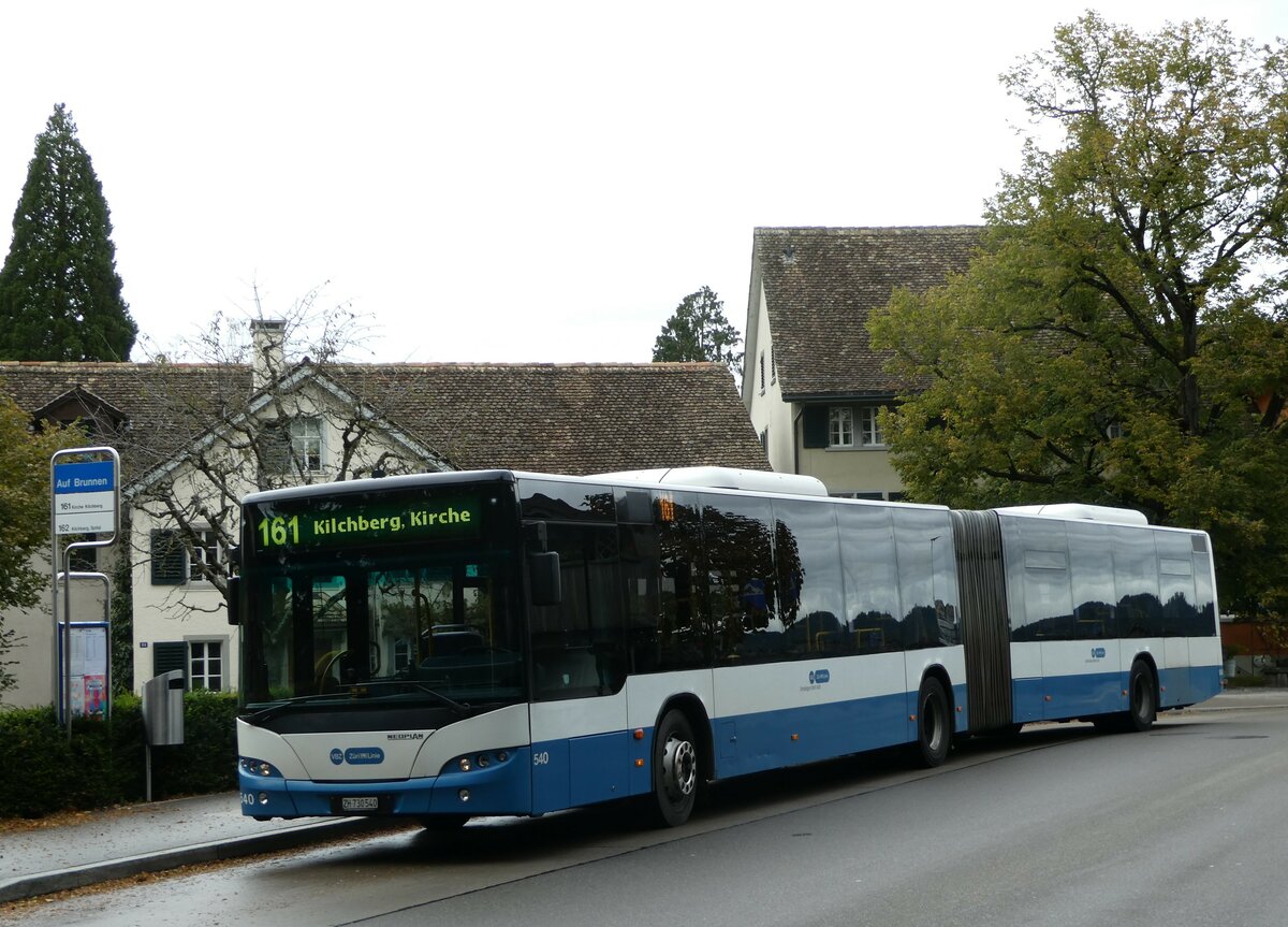 (256'251) - VBZ Z�rich - Nr. 540/ZH 730'540 - Neoplan am 21. Oktober 2023 in Kilchberg, Auf Brunnen