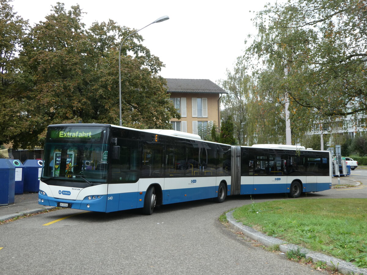(256'329) - VBZ Z�rich - Nr. 540/ZH 730'540 - Neoplan am 21. Oktober 2023 in Z�rich, Hungerbergstrasse