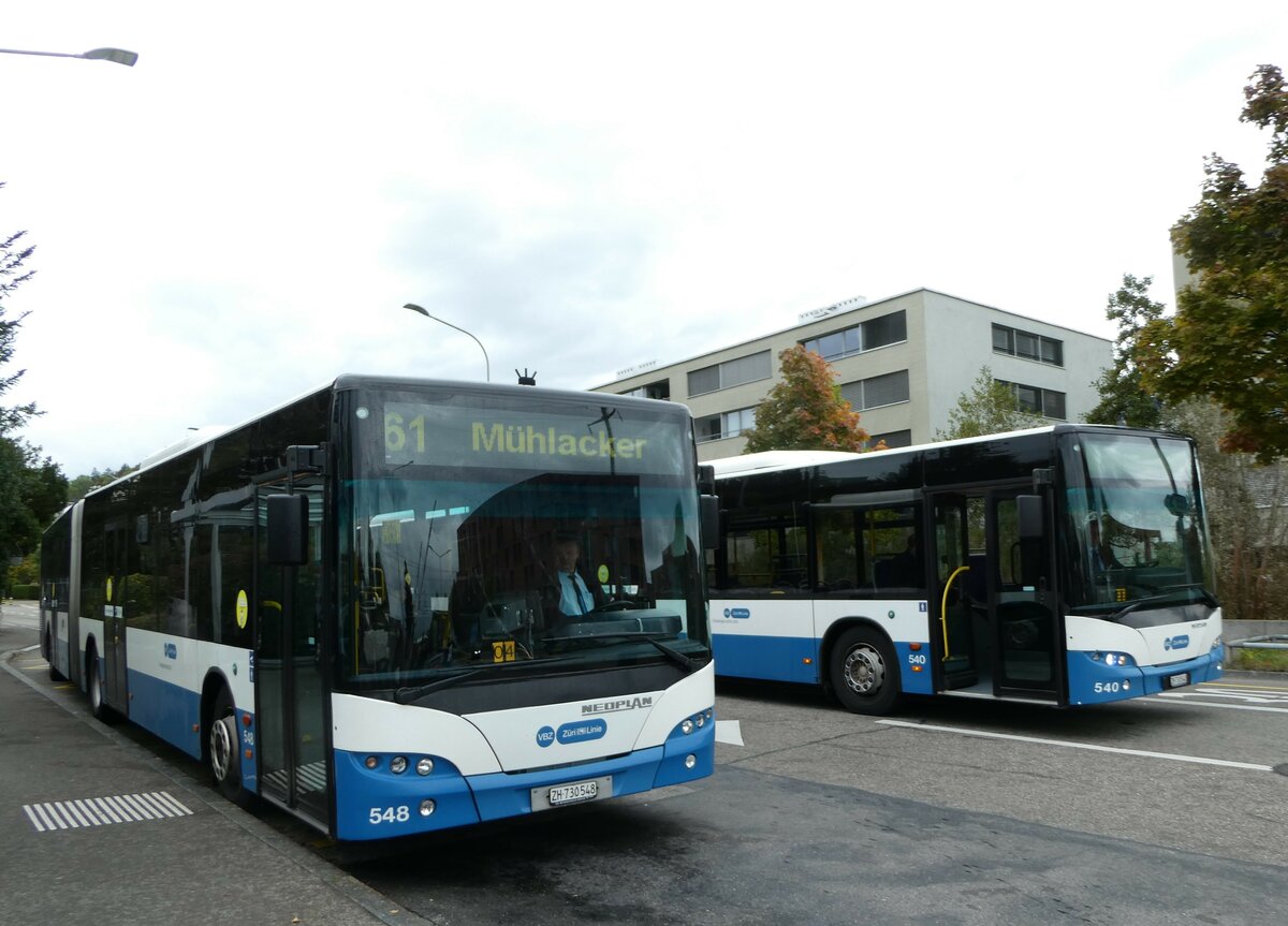 (256'331) - VBZ Z�rich - Nr. 548/ZH 730'548 - Neoplan am 21. Oktober 2023 beim Bahnhof Z�rich Affoltern