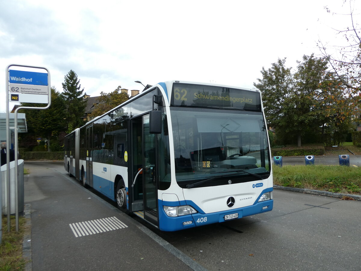 (256'341) - VBZ Z�rich - Nr. 408/ZH 745'408 - Mercedes am 21. Oktober 2023 in Z�rich, Waidhof